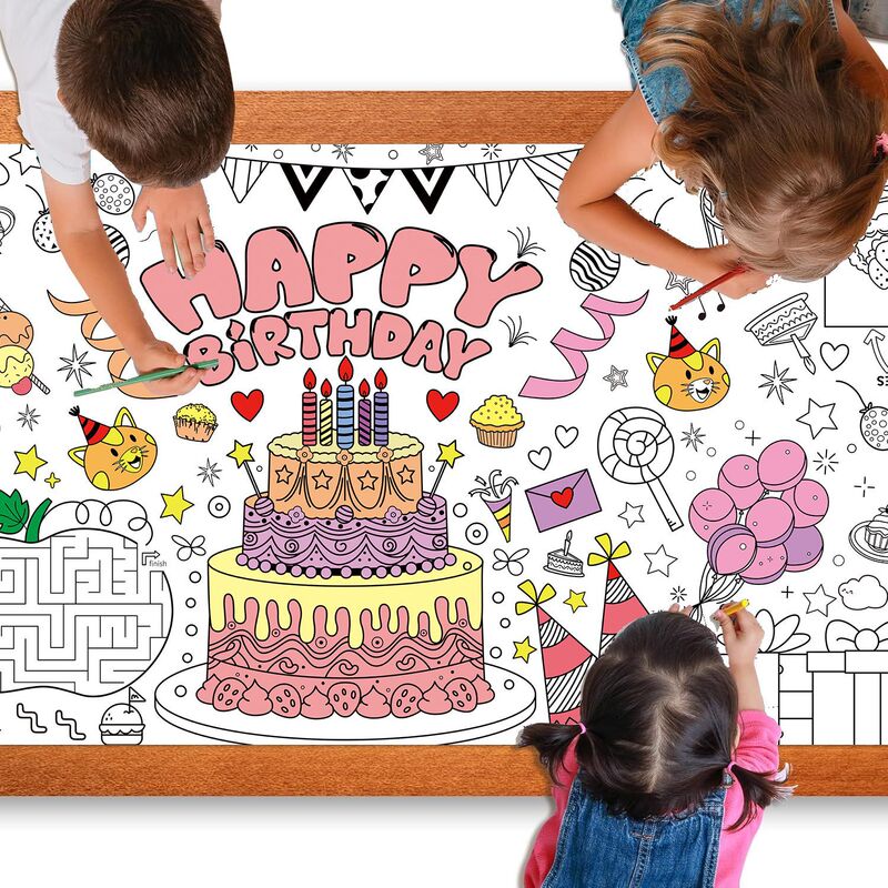 Cross-border New Children Cartoon Painting Tablecloth DIY Disposable Paper Tablecloth Graffiti Tablecloth Giant Coloring Poster