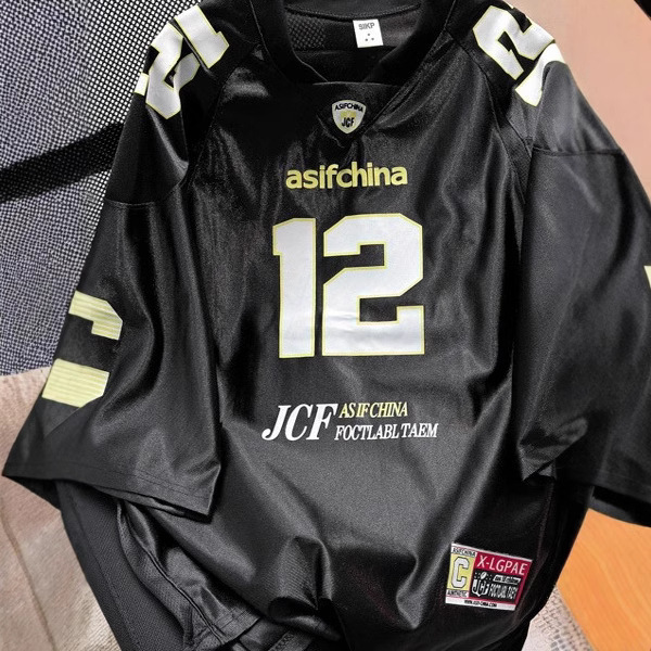 Summer New Design Sense Niche American Style Retro Printing Trendy Short-sleeved Jersey T-shirt Street Sports Casual T-shirt