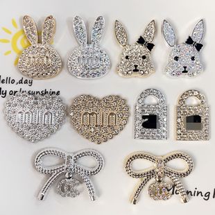 new hot-selling plating diamond heart bow tie rabbit head resin accessories diy phone case earrings hole shoes material
