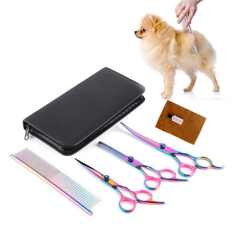 Forbici da taglio per capelli piatte e curve da 7 pollici, ideali per la toelettatura di animali domestici._voghion.com