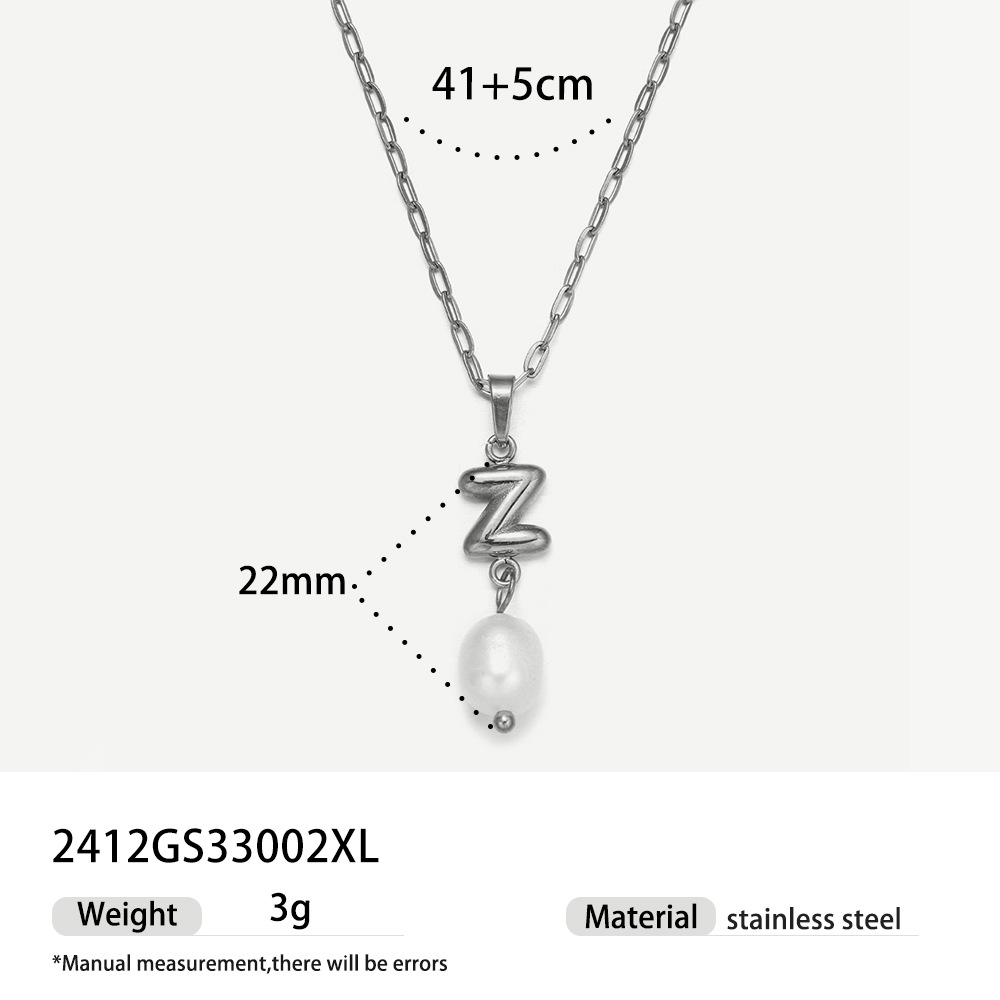 TENA collar de acero inoxidable de perlas verdaderas simplista de alto nivel nicho de diseño de acero de titanio collar de collar para mujeres image 26