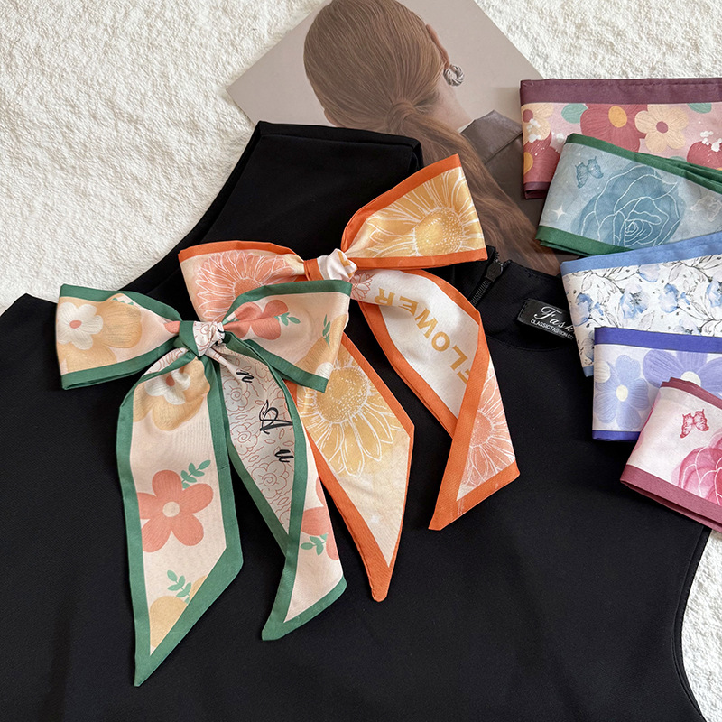 Bufanda de seda, tira larga, sensación de alta gama, nueva caja de regalo fresca pequeña, cinta decorativa, bolsa atada, cabello atado, bufanda de seda, bufanda, cinturón multiusos