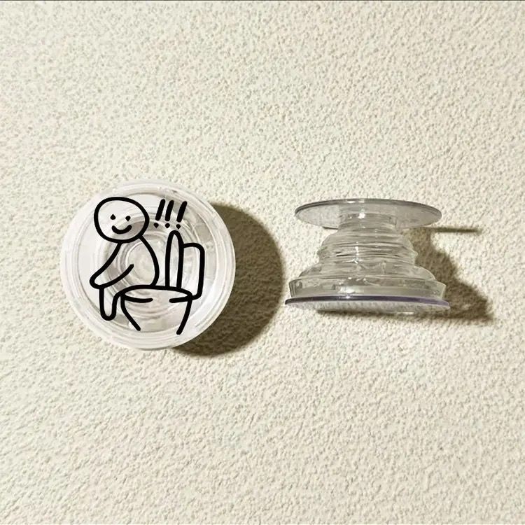 Líneas pequeñas personas redondas airbag soporte tipo pegado en la parte posterior del teléfono móvil portátil soporte retráctil 360 ° de rotación