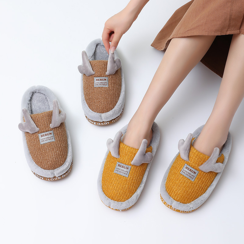 winter Home lovers Cotton mop men and women non-slip The thickness of the bottom Baotou keep warm Wool slippers Month of shoes student dormitory Cotton mop