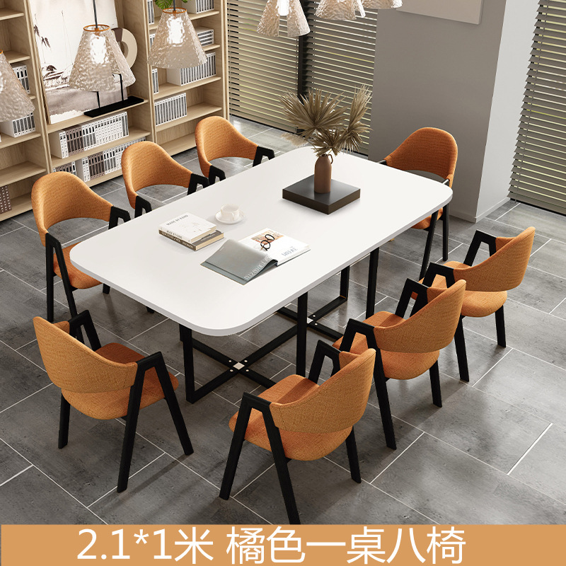 Mesa y silla de reunión moderna simple sala de estar mesa rectangular sala de lectura biblioteca mesa larga