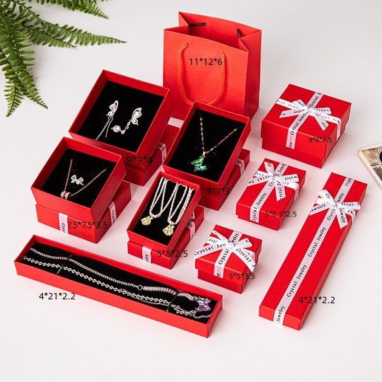 Valentine's Day Letter Bow Heaven and Earth Cover Gift Box Necklace Jewelry Box Birthday Gift Gift Packaging Box Jewelry Box