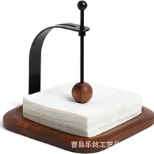 创意胡桃木桌面实木纸巾架餐巾纸架轻奢纸巾座酒店餐桌咖啡店摆件