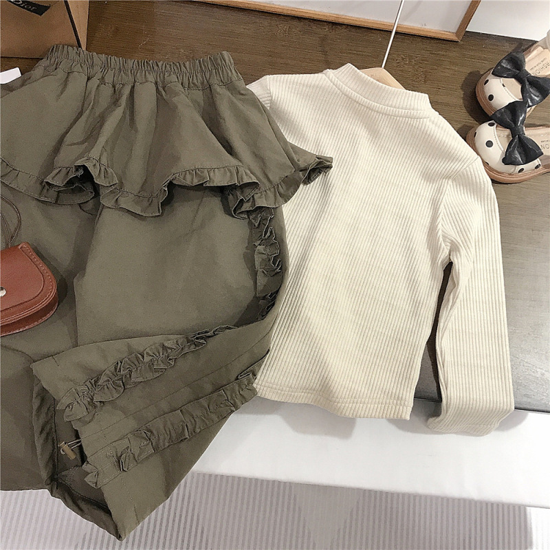 女童韩版套装春秋款新款儿童洋气时髦秋装女宝宝荷叶裤两件套外贸|undefined