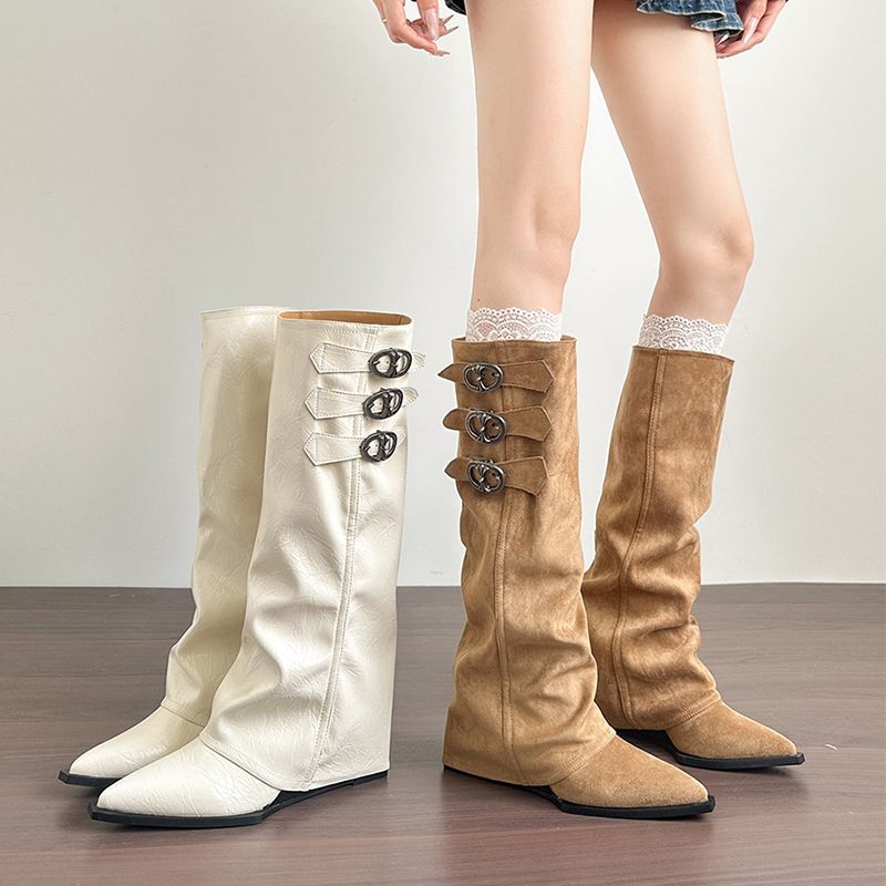 Sheepskin Version ~ 6cm Taller Boot Shaft Boots 2025 New Pointed Toe Slimming Long Boots for Women Retro Over-The-Knee Riding Boots