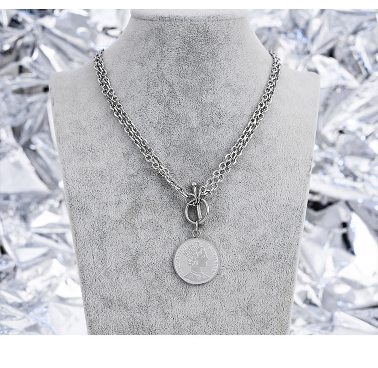 Double Layer Chain Necklace In Titanium Steel For Women_voghion.com