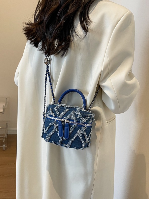 Jeans retro coreano bolso de mano para mujeres 2024 nueva moda moda cadenas de borda de hombro bolso de hombro