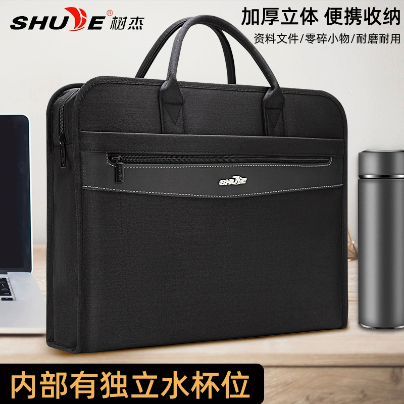 Shujie 614 Портативная сумка для файлов из ткани Оксфорд сумка для конференций Компьютерная сумка двухслойная сумка на молнии для печати логотипа