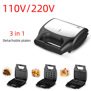 110V American gauge sandwich machine household multifunctional three-in-one waffle machine breakfast machine nut machine panini machine