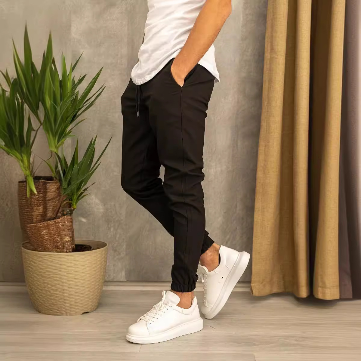 Lange Hosen für Herren, Anzugstoff, lässige Jogging-Knöchelhose_voghion.com