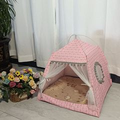 四季通用、折りたたみ式、取り外し可能、洗濯可能なペットテント、猫ハウス、小型犬用ハウス、猫小屋、越境ラベル貼り付け、代行発送