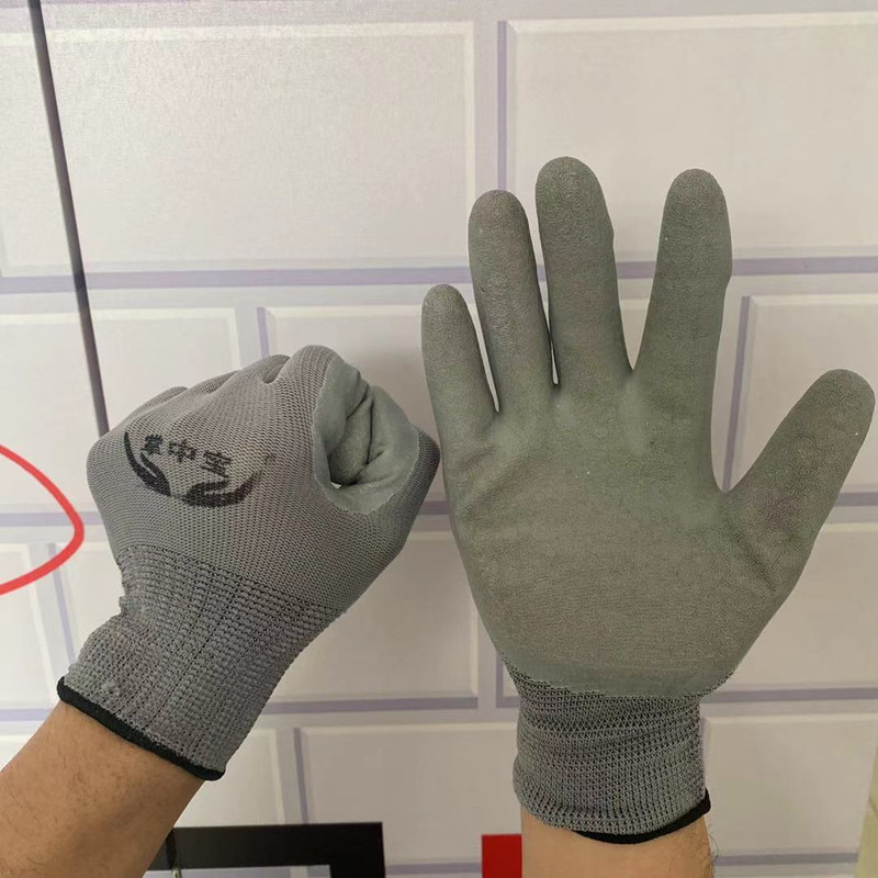 乳胶皱纹手套批发劳保手套防磨透气工作防护手套13针胶皮手套批发