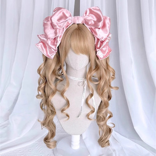 Wig Yonemono Dream Diary Female Long Curly Hair Tiger Mouth Clip Double Ponytail Doll Golden Japanese Style Lolita Full Headgear
