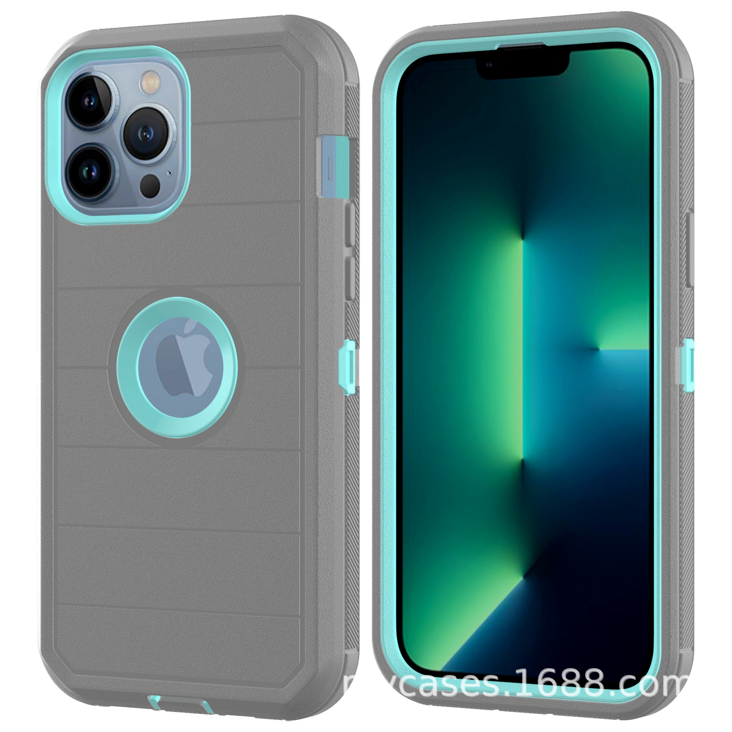 Aplicable a IPHONE 15 tres en uno Carcasa protectora de robot rayado tres en uno con clip trasero