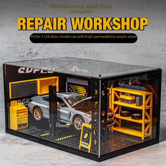 Alloy car model modification store model assembly scene toy dustproof storage box simulated car repair workshop wholesale
