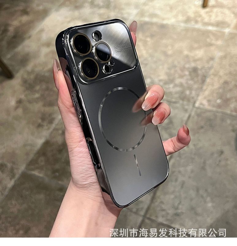 iPhone16電気メッキ大型ウィンドウ携帯電話ケースAGナノつや消しApple 15Promaxファインサークル磁気吸引ケースに適しています。|undefined