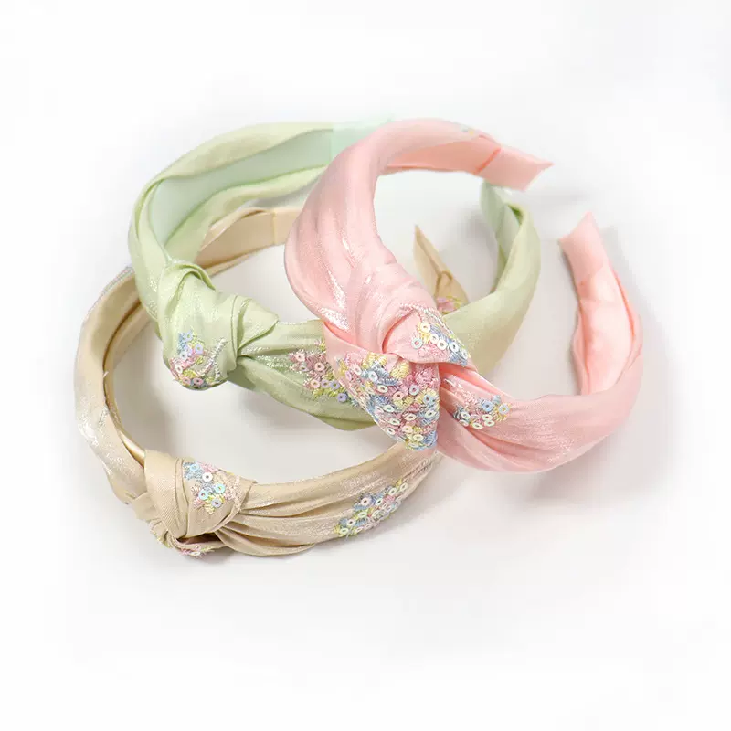 贝菲韩版刺绣发箍发饰夏季蝴蝶结女可爱头花打结小清新仙女头饰