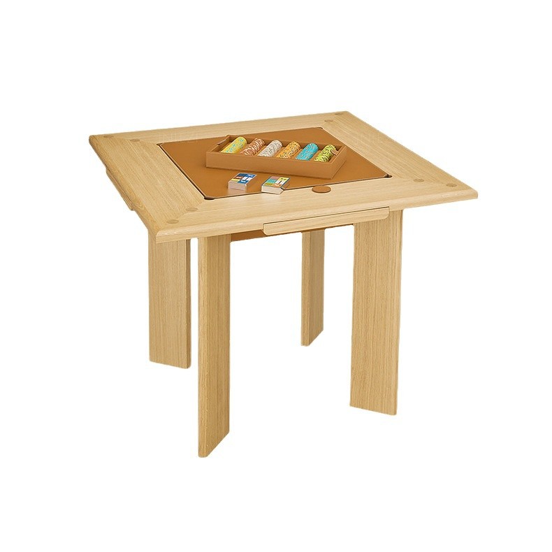 Mesa de ajedrez y cartas de madera maciza de nogal italiano, mesa de huevo de póquer informal para el hogar, mesa de cuero de silla de montar, mesa cuadrada, Amazon