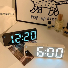 夜光鏡面時計insデスクトップ時計スケジュール振り子デスクトップ振り子ledデジタルディスプレイ電子目覚まし時計