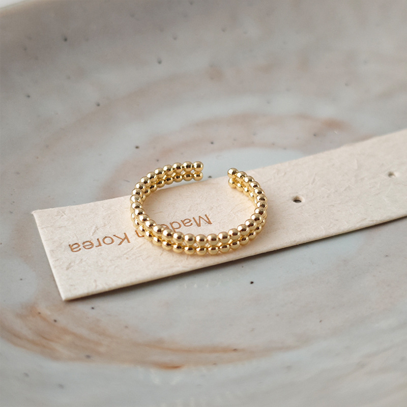 Minimalistischer, zweilagiger Ring mit gedrehten Perlen für Damen, exklusiver Nischenstil, vielseitig und zum Kombinieren geeignet._voghion.com