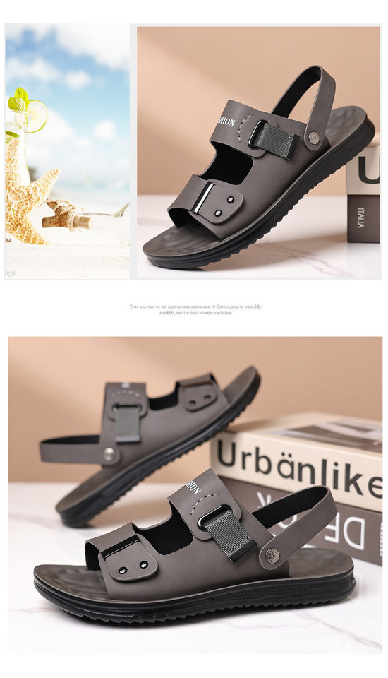 Dép sandal nam quai hở mũi đế mềm thân mềm, kiểu lười hai chức năng đi hàng ngày và đi biển — CS9833 màu vàng, CS9833 màu xám chi tiết 16