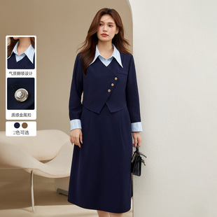Slim Show plus size Women's Dress Socialite Style Temperament Design Sense Stitching Slimming dress Chubby mm2024 Winter New Style