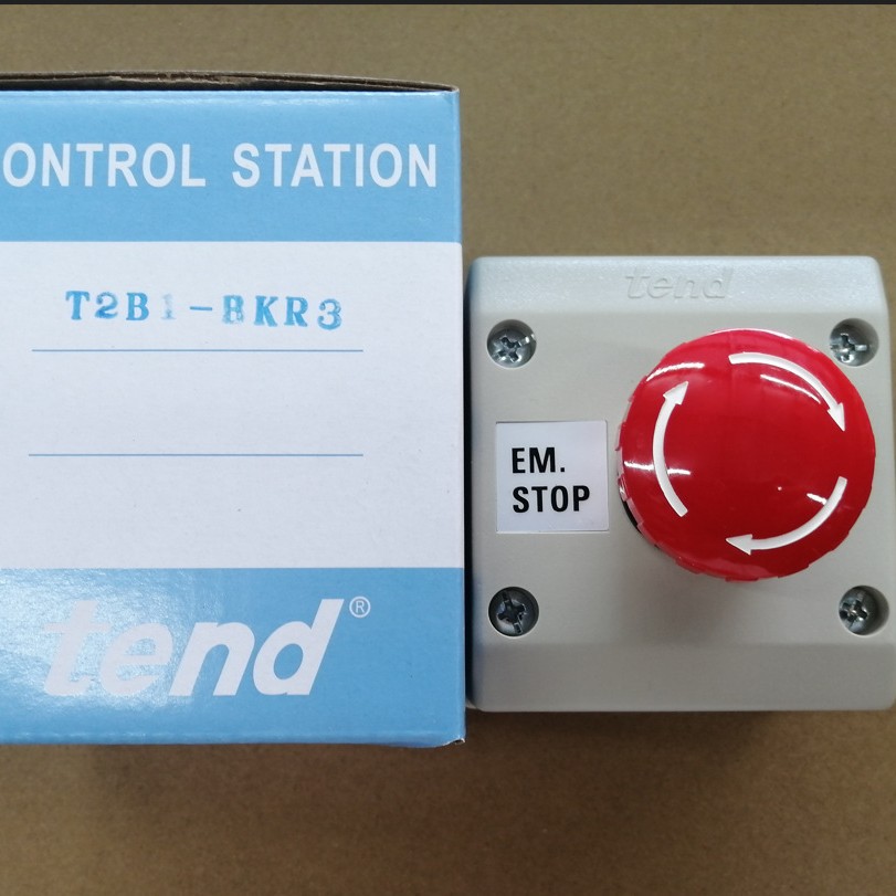 台湾天得 急停开关盒附开关 T2B1-BKR3 TEND 急停开关配盒子22MM