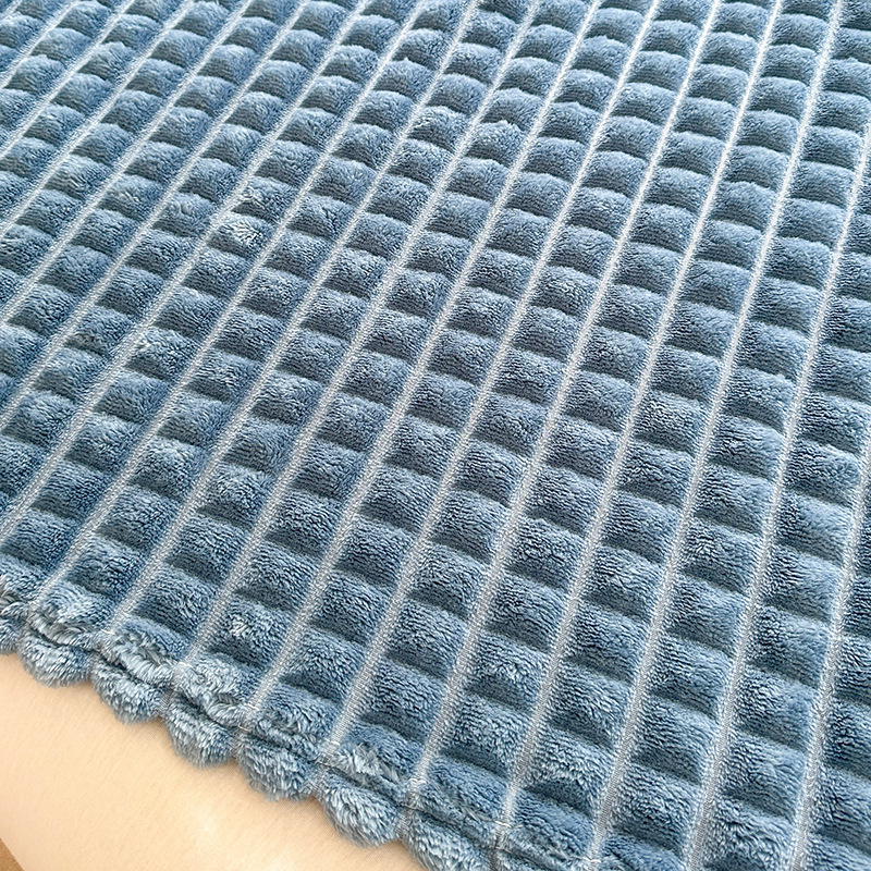 新作フェイクファーうさぎ毛格子柄ストライプ毛布 オフィスエアコン昼寝ソファ毛布 家庭用ブランケット卸売|undefined