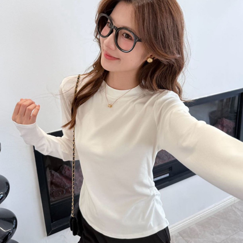 半高领正肩打底衫女秋冬内搭显瘦西装上衣  长袖T恤显瘦修身上衣|undefined