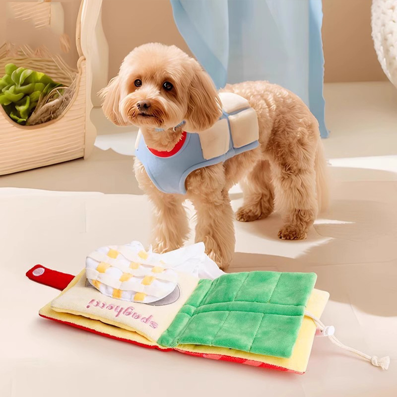 Inventario transfronterizo ins fugas de alimentos olor sonido lindo libro de tela juguete perro almacenar libros juguetes de mascotas amazon