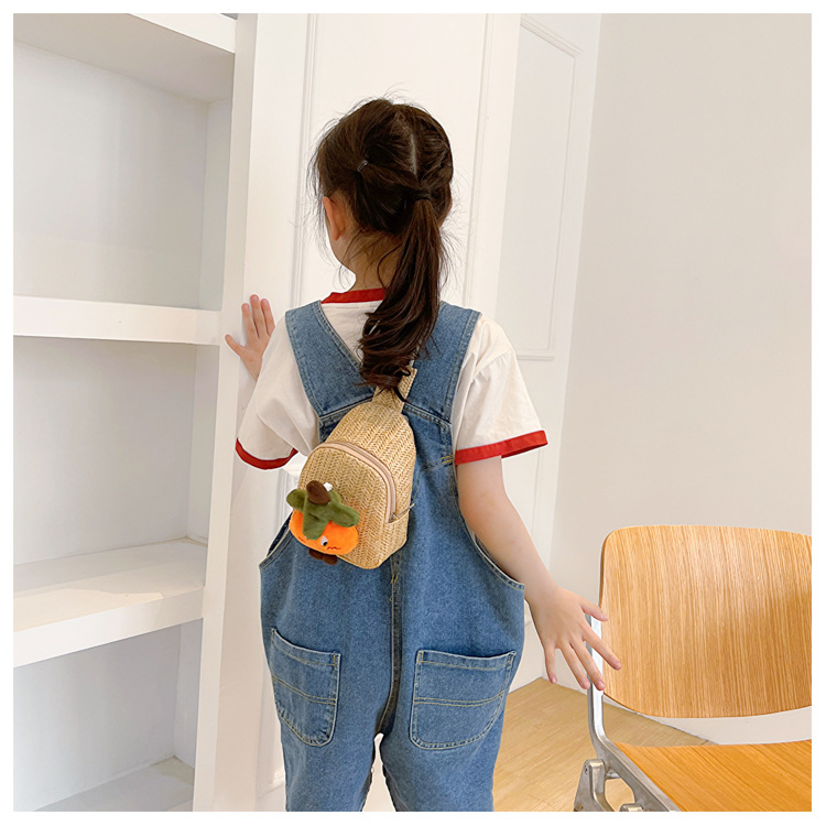 Kid'S Gender Cute Style Square Shape Kid's Spring&summer Straw Cute Fanny Pack