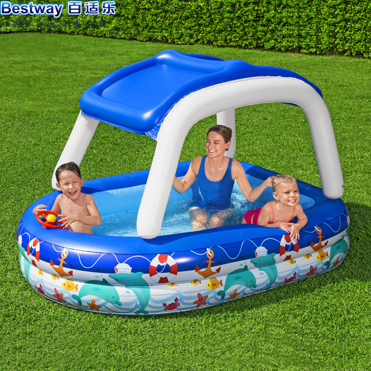 Original genuine Bestway family sunshade play pool inflatable swimming pool Children's ocean ball pool sand pool 54370