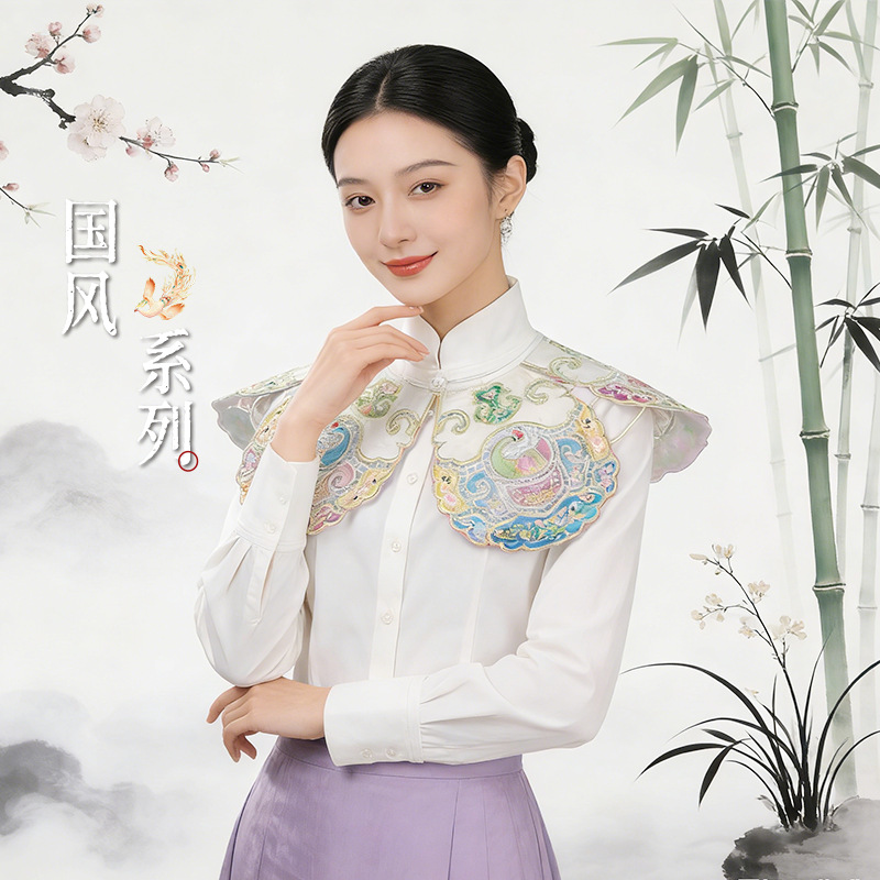 Spring and Autumn New Style New Chinese Style Shawl for Women, Ancient Costume Hanfu Top Decoration, Fake Collar Cloud Shoulder, Fashionable and Versatile