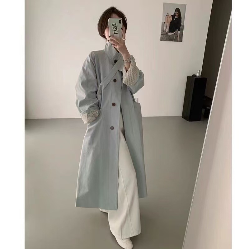 春秋季新款子韩系中长款立领爆款风衣外套女日系英伦风休闲百搭潮|undefined