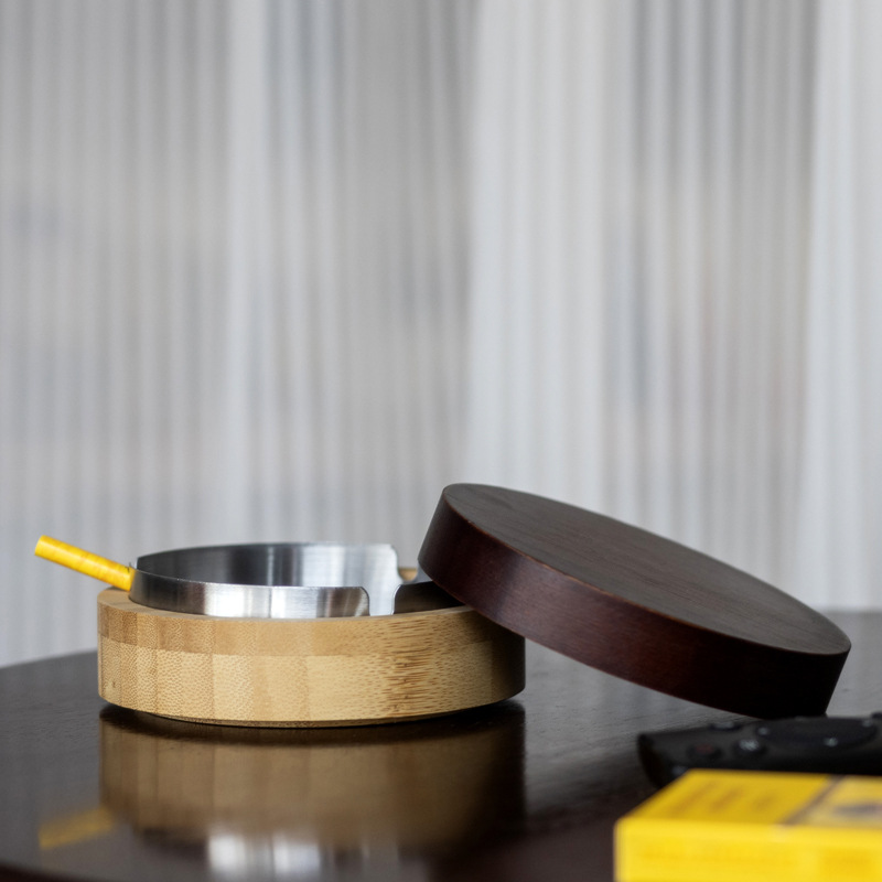 Cenicero con cubierta de acero inoxidable a prueba de cenizas voladoras, restaurante casero moderno, hotel, cigarrillo a prueba de caídas, regalo grande