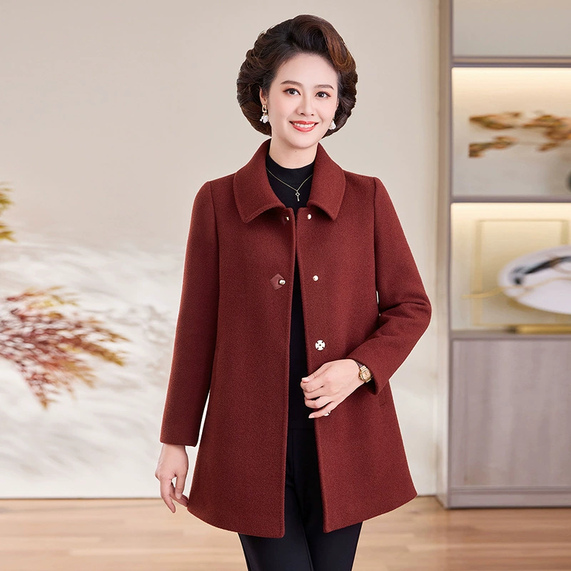 Двухстороннее кашемировое пальто среднего и пожилого возраста 50-летняя мама одеваются весной и осенью