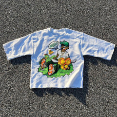 ファッションクロスボーダー2025新作七分袖3Dデジタルプリント男女半袖ラウンドネック半袖Tシャツメーカー品