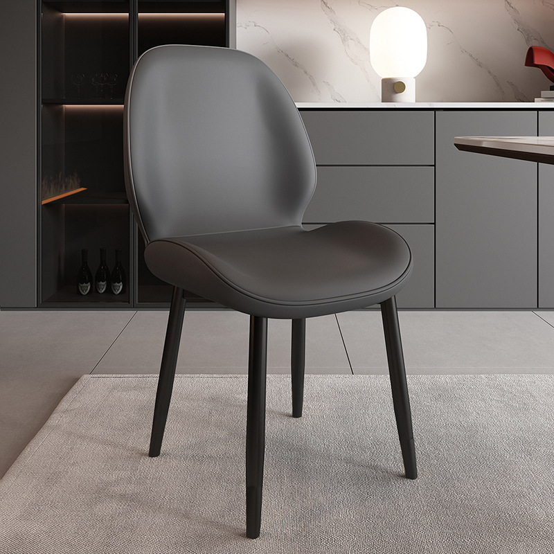 Silla de mariposa cuero gris oscuro-carbono negro piernas-Bolso suave de madera