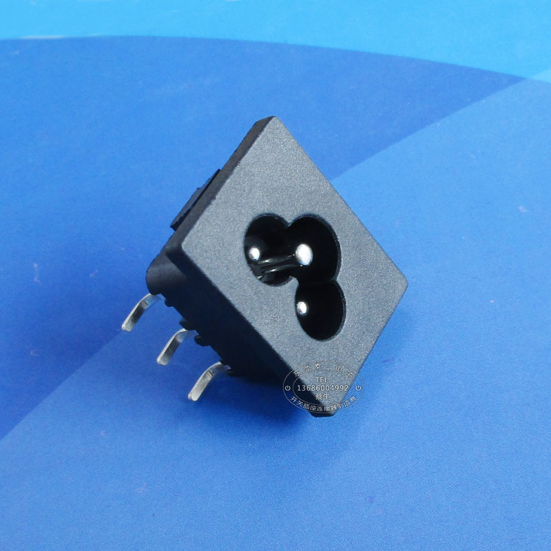 桌面适配器三芯梅花尾充电口7A大电流黑色弯脚尼龙料AC插座LH-6