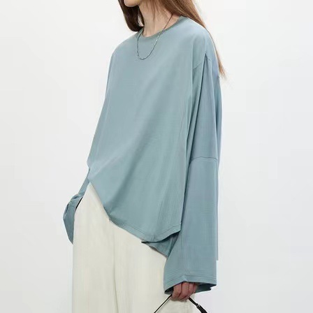 在庫あり KEI プライベートサーバーおすすめ 日本産エジプト長繊維綿 薄くて柔らかく、ゆったりとしたバットスリーブのオーバーサイズ長袖