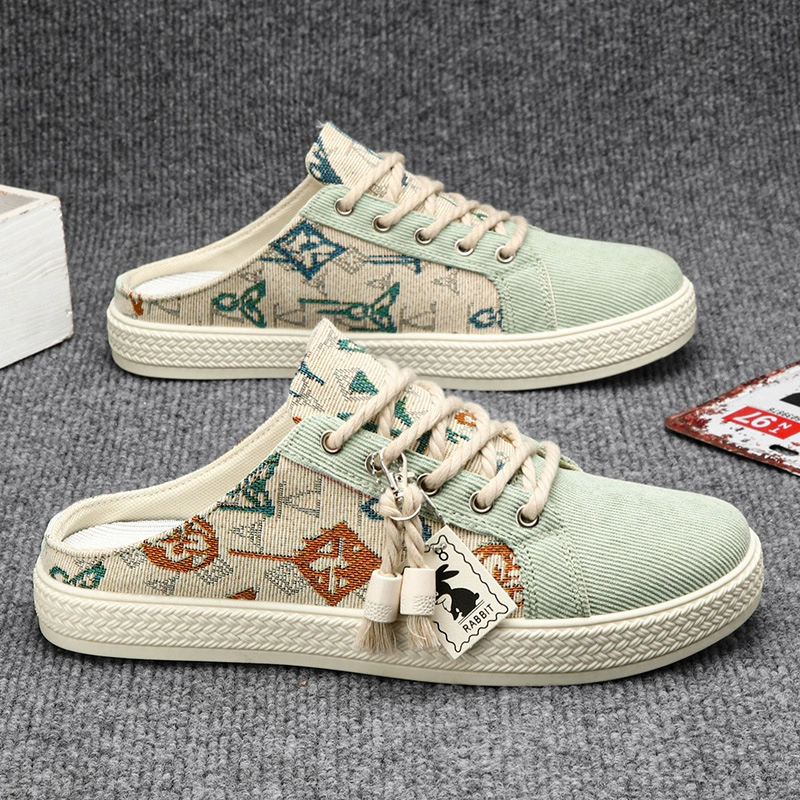 Рыбацкие туфли, мужские тканевые туфли, новые летние полусабо, мужские повседневные слипоны, слипоны для вождения, тканевые туфли