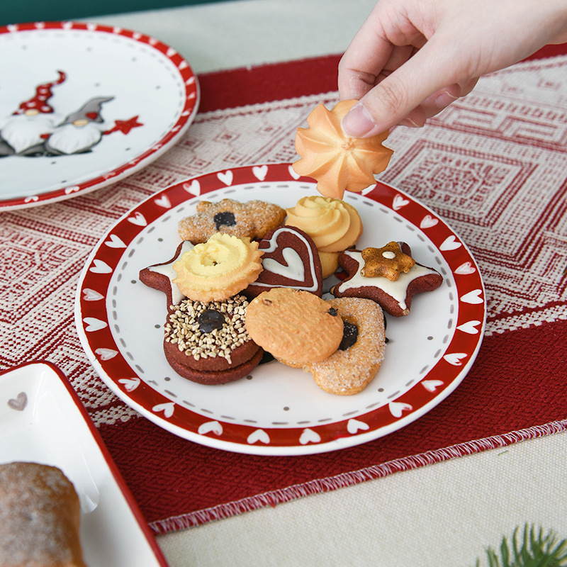 Transfronterizo Amazon nuevo estilo nórdico enano de Navidad plato creativo plato de fiesta de cerámica de Navidad plato de postre image 4