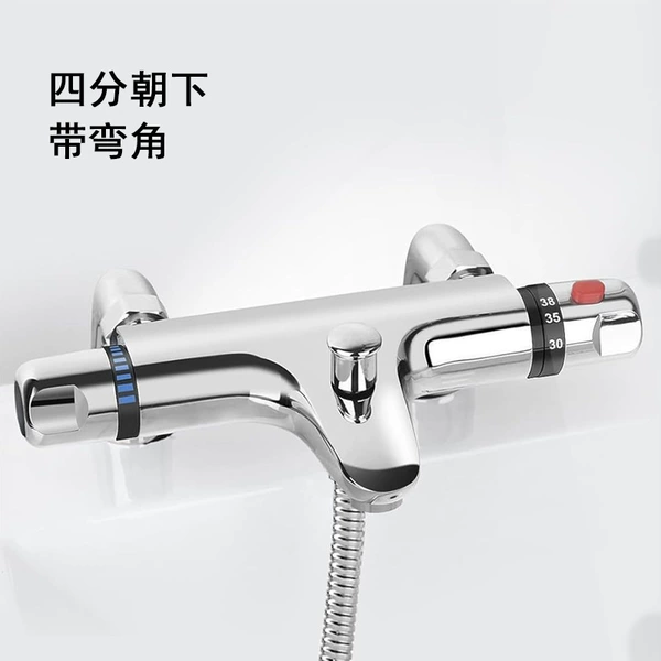 Electroplating-square water outlet thermostatic mixing valve with lock