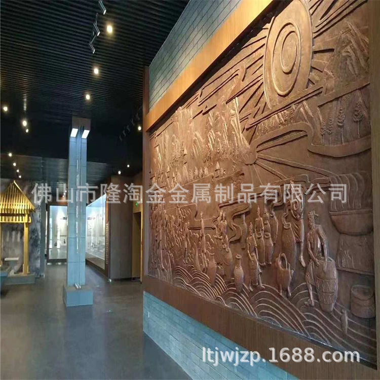 售楼部景墙装饰紫铜锻打壁画 锻铜铜雕壁画生产厂家 立体雕塑壁画