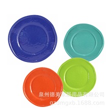 9寸11寸美耐皿绳边盘 仿瓷密胺餐具出口欧美可定制颜色图案异形盘