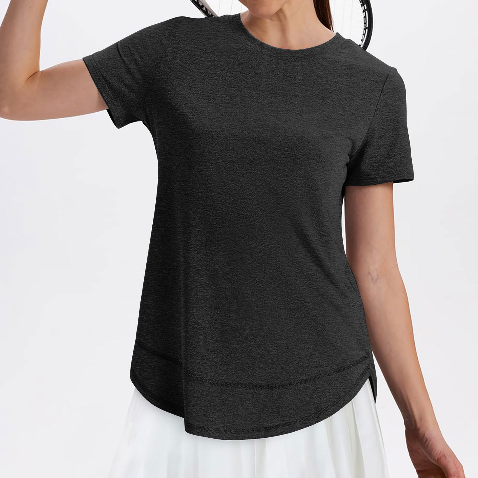 European And American Cross-border Summer New Women's Casual Loose Fashion Short-sleeve Solid Color Round-neck Pullover_ecoleips.com